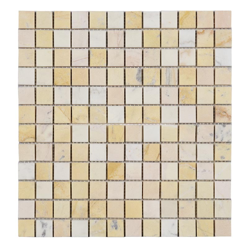 Đá mosaic vàng Nghệ An chip vuông bóng 23PV002
