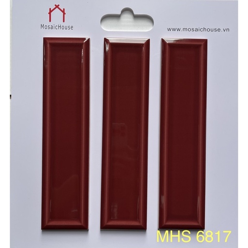 [MHS 6817] Gạch thẻ đỏ đô bóng lõm 68x280mm MHS 6817